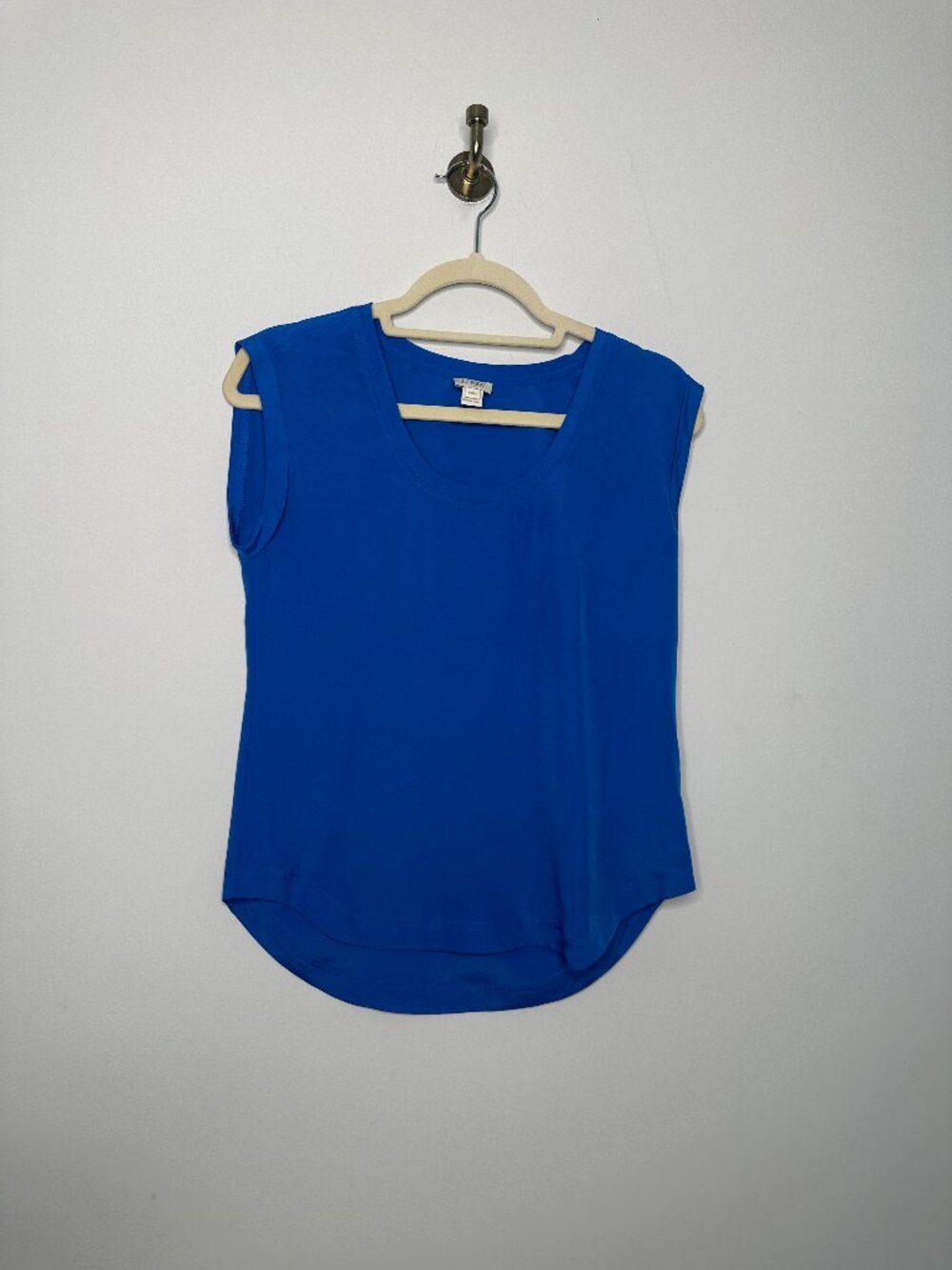 J.Crew Cap-Sleeve Shirttail Top Blue Women's 0 Petite